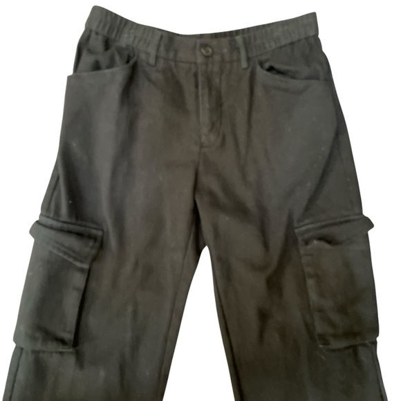 Shein Cargo Pants Women's Small NWOT Black Wide Leg Cotton - Picture 3 of 5